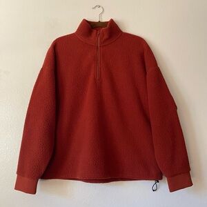 Everlane ReNew Women’s Half Zip Fleece Red - Brown size XL